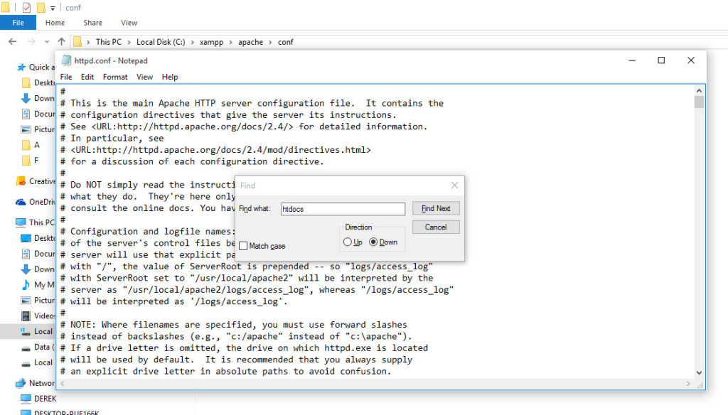 Change location of htdocs with XAMPP : AbsoluteWillyNilly